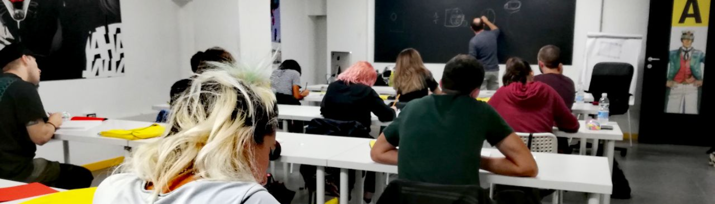 Aula Scuola Comics sede di Roma        corso FUMETTO